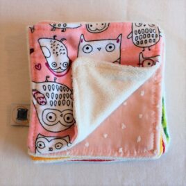 lingettes lavables imprimé hibou rose et fibres de bambou