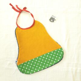bavoir bebe jaune et pois verts