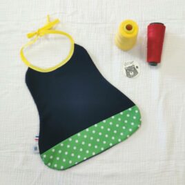 bavoir bebe petits pois vert et marine